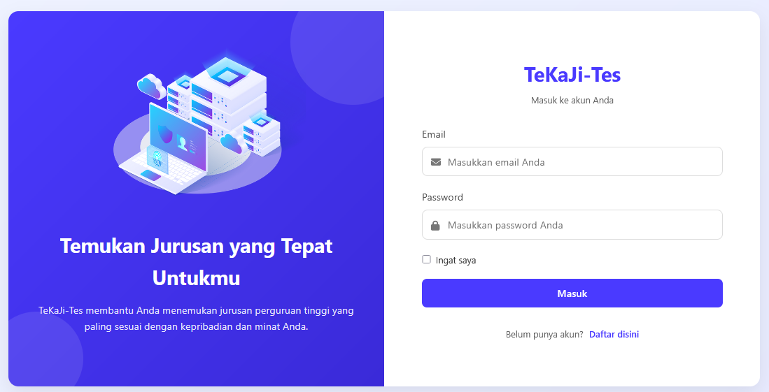 Gambar Proyek Pengembangan Website TeKaJi: Tes Kecocokan Jurusan Masuk Perguruan Tinggi